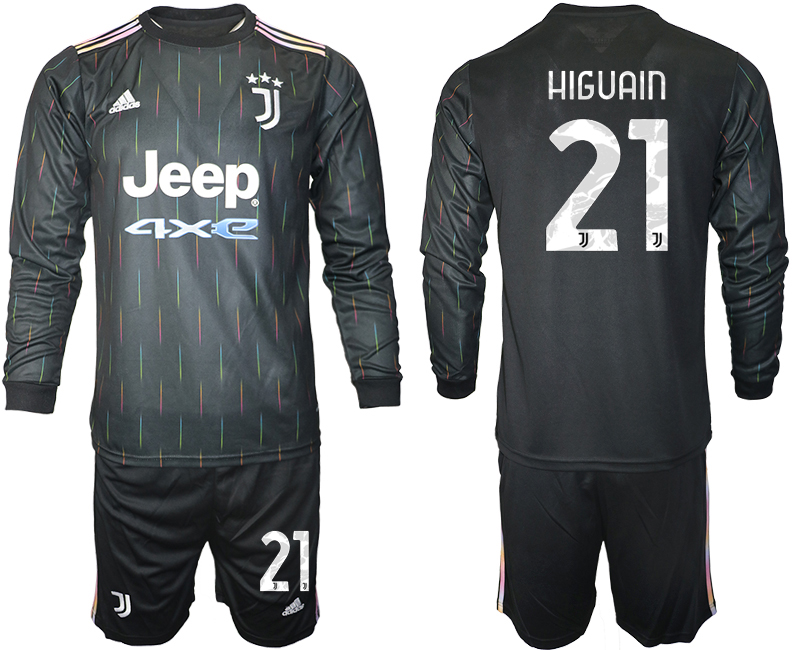 Men 2021-2022 Club Juventus away black Long Sleeve #21 Soccer Jersey->juventus jersey->Soccer Club Jersey